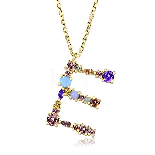 Brass Micro Pave Cubic Zirconia Pendant Necklaces NJEW-BB67040-E-1