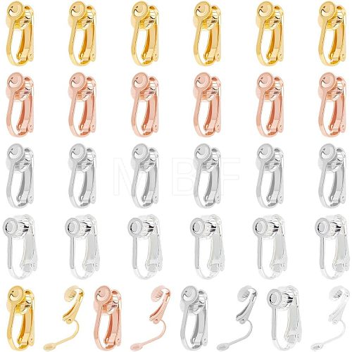 Unicraftale 32Pcs 4 Colors 304 Surgical Stainless Steel Clip-on Earring Findings FIND-UN0001-33-1