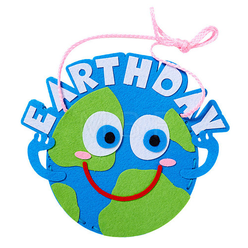 The Earth Day Theme DIY Non Woven Cloth Cartoon Earth-shaped Bag Kits DIY-WH0001-40-1