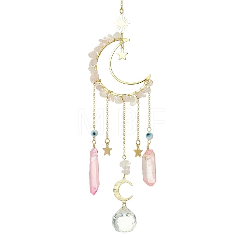 Moon & Star Brass Hanging Ornaments HJEW-TA00095-01-1