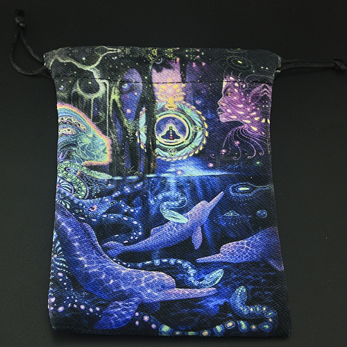 Double-Sided Printed Velvet Tarot Cards Storage Drawstring Bags ZODI-PW0002-02A-1