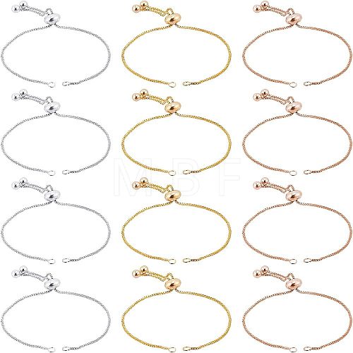  12Pcs 3 Colors Brass Box Chain Slider Bracelet Making KK-NB0001-79-1