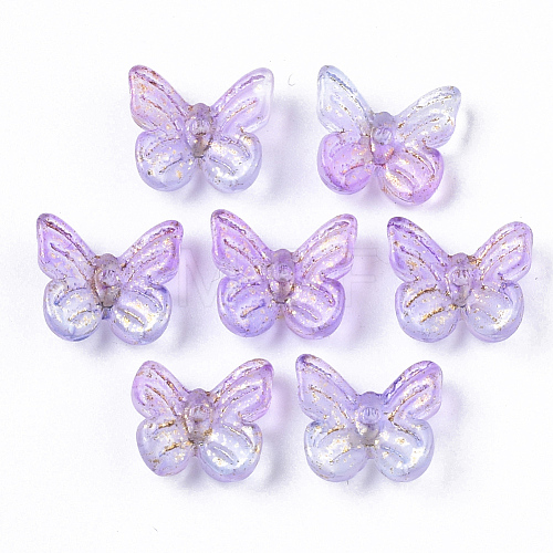Two Tone Transparent Spray Painted Glass Charms GLAA-N035-08A-G01-1