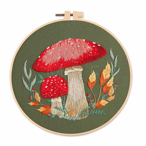 Mushroom Pattern Embroidery Starter Kits MUSH-PW0003-01C-1