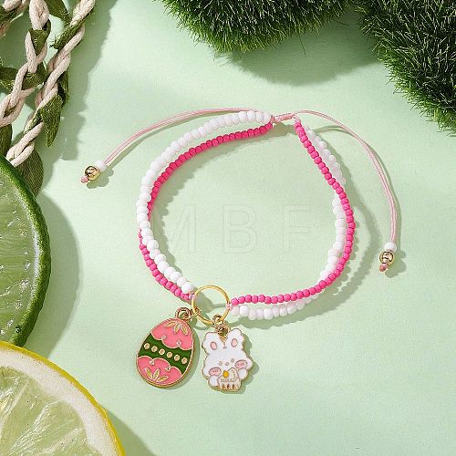 Easter Glass Seed Beads Braided Bead Bracelets BJEW-MZ00150-03-1