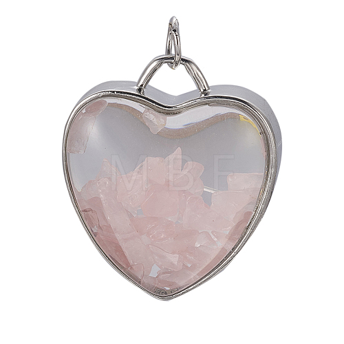 Natural Rose Quartz Chips Pendants G-A176-B06-1