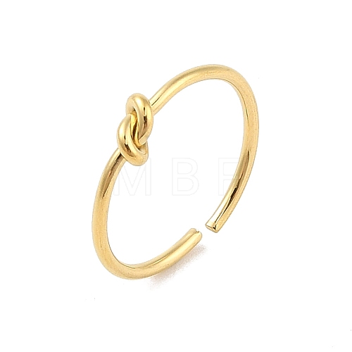 Simple Knotted 304 Stainless Steel Open Cuff Ring for Women Men RJEW-Z038-06G-1