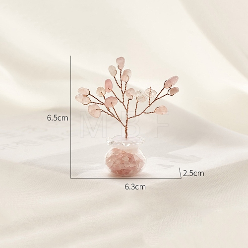 Natural Rose Quartz Chips Tree Decorations PW-WG14985-01-1