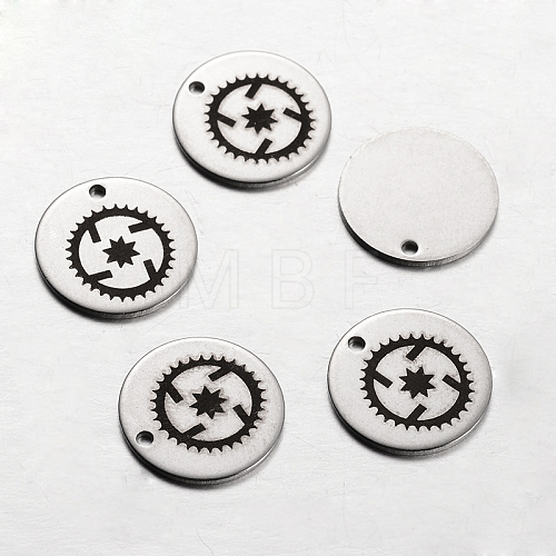 Non-Tarnish Spray Painted Stainless Steel Steampunk Charms STAS-I051-E01-1