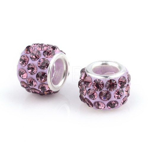 Polymer Clay Rhinestone European Beads CPDL-S007-04-1