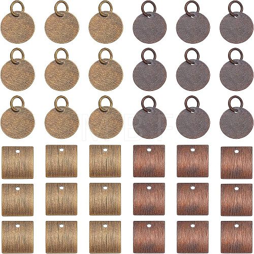 96Pcs 4 Style Brass Blank Tag Slice Charms Pendants KK-FH0002-58-1