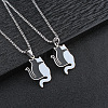 304 Stainless Steel Enamel Black and White Cat Shaped Pendant Box Chain Necklaces for Men WG4CCE4-01-2