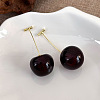 Cherry Zinc Alloy Resin Dangle Stud Earrings XZ7798-6-1