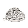 Brass Micro Pave Clear Cubic Zirconia Heart Connector Charms KK-L229-054P-2