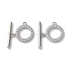 Rack Plating Brass Micro Pave Clear Cubic Zirconia Toggle Clasps KK-M272-11P-1