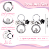 2Pcs 2 Styles 304 Stainless Steel & Glass & Alloy Enamel & 201 Stainless Steel Locket Pendant Keychains KEYC-DR00025-2