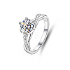 Rhodium Plated 925 Sterling Silver Micro Pave Moissanite Finger Rings WG64EDC-18-3