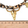 Cowboy 304 Stainless Steel & Natural Tiger Eye Cattle Heart Boot Pendant Necklaces NJEW-F372-01G-3