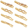 8Pcs 4 Styles Rack Plating Brass Clear Cubic Zirconia Watch Band Clasps KK-BC0009-76G-1