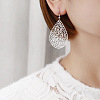 Teardrop with Hollow Leaf Pattern Brass Dangle Earrings FS-WG94C34-01-2