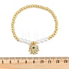 Brass Micro Pave Cubic Zirconia Charm Bracelets for Women BJEW-M050-02G-01-5