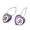 Natural Amethyst & 304 Stainless Steel Hoop Earrings for Women EJEW-G475-04P-09-4