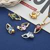 Brass Cubic Zirconia Kitten Pendants ZIRC-P016-M-5