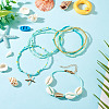 2 Bags Summer Beach Glass Seed Beaded & Natural Shell & Alloy Starfish Charm Anklet Sets AJEW-TA0003-69G-5
