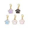 Alloy Enamel Dog Paw Print Pendant Decorations X-HJEW-JM03746-2