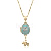 Brass Enamel Egg with Dog Locket Pendant Necklaces for Women WG3DE65-02-1