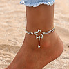 Heart Alloy Rhinestone Tennis Anklets WG42756-03-1