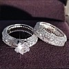 2Pcs Alloy with Crystal Rhinestone Finger Rings for Couple FS-WG6A3A8-05-2