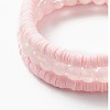 3Pcs 3 Style Natural Rose Quartz & Acrylic Word Love Beaded Stretch Bracelets Set with Alloy Enamel Heart Charms BJEW-JB08924-02-5