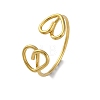 Heart 304 Stainless Steel Open Cuff Rings for Women RJEW-F174-07G-2