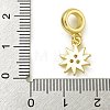 Rack Plating Brass Pave Clear Cubic Zirconia Sun European Dangle Charms KK-Z067-39G-3