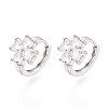Brass Micro Pave Clear Cubic Zirconia Clover Hoop Earrings EJEW-T048-42P-1