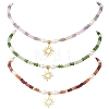 201 Stainless Steel Sun Pendant Dyed Faceted Rondelle Natural Malaysia Jade & Natural Pearl Beaded Necklaces NJEW-JN05814-2