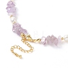 Natural Amethyst Chips & Pearl Beaded Necklace NJEW-JN04008-03-7