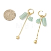 304 Stainless Steel Green Aventurine Heart Tassel Hoop Earrings EJEW-JE06731-02-4