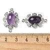 Natural Amethyst Faceted Oval Connector Charms G-G181-06P-03-3