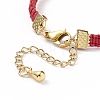 Glass Braided Flower Link Bracelet for Women BJEW-TA00130-03-5