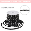 3 Rolls 3 Colors Flat Faux Suede Cord with Alloy Rivets LW-CL0001-08B-2