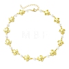 Ocean 304 Stainless Steel Sea Animals Handmade Link Chain Necklaces with White Round Shell Pearl Beads NJEW-JN06097-01-3