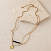 304 Stainless Steel Textured Coin Pendant Double Layer Necklaces VK6399-7-1