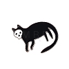 Halloween Black Cat Wearing Skull Mask Alloy Enamel Pins PW-WG652C7-02-1