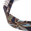 Ethnic Style Polyester Leaf Printed Ribbon Bracelets BJEW-JB10495-02-4