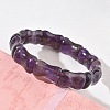Bamboo Natural Amethyst Beads Stretch Bracelets for Women Men BJEW-K304-01G-3