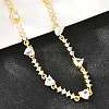 Brass Pave Clear Cubic Zirconia Heart Link Chain Necklaces KK-CBA4547-16B-G-2