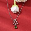 Christmas Snowflake Brass Micro Pave Cubic Zirconia Pendants Necklaces NJEW-L468-01P-B01-2