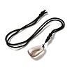 Natural Smoky Quartz Nuggets Pendant Necklace with Polyester Cord for Women G-H285-05A-2